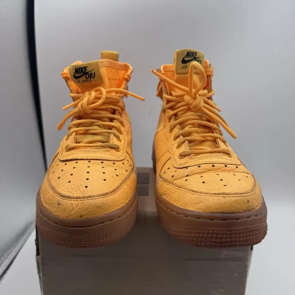 Nike OBJ Air Force One Mid Laser Orange High Top Sneaker Y6.5 -AJO424-800